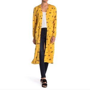 Yellow Silk Floral Kimono